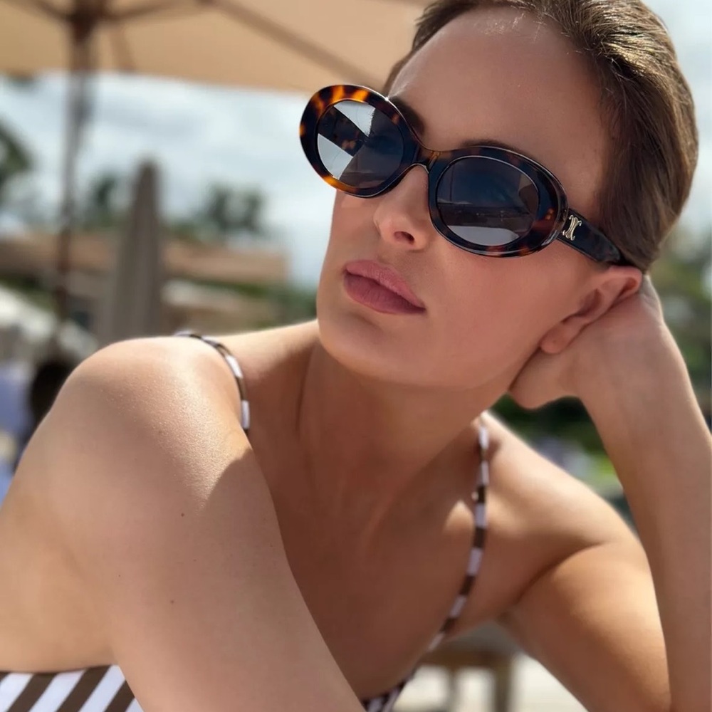 Celine Triomphe Oval Sunglasses in Havana
